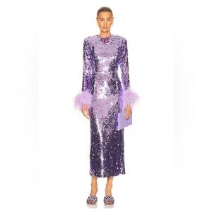 New Arrivals Veronique in Le Palace Purple Sequin Feather Dress by Ilkyaz Ozel